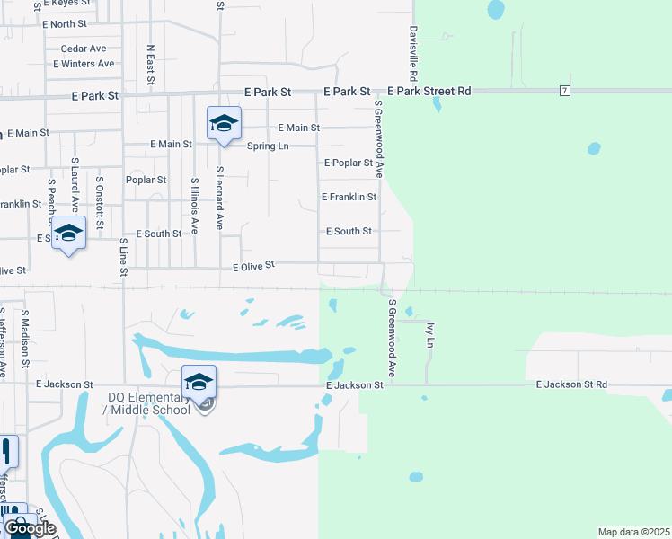 map of restaurants, bars, coffee shops, grocery stores, and more near 938 East Olive Street in Du Quoin