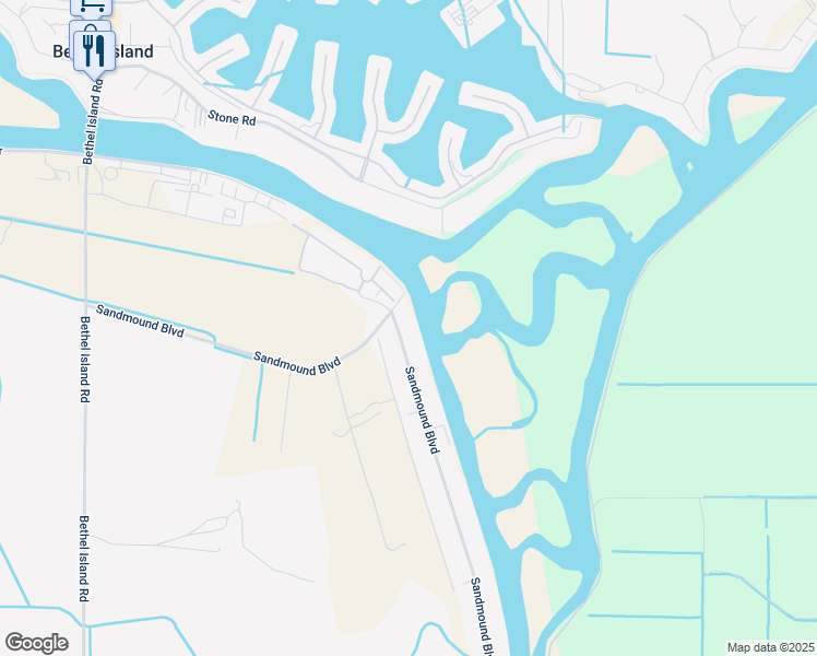 map of restaurants, bars, coffee shops, grocery stores, and more near 5614 Sandmound Boulevard in Oakley
