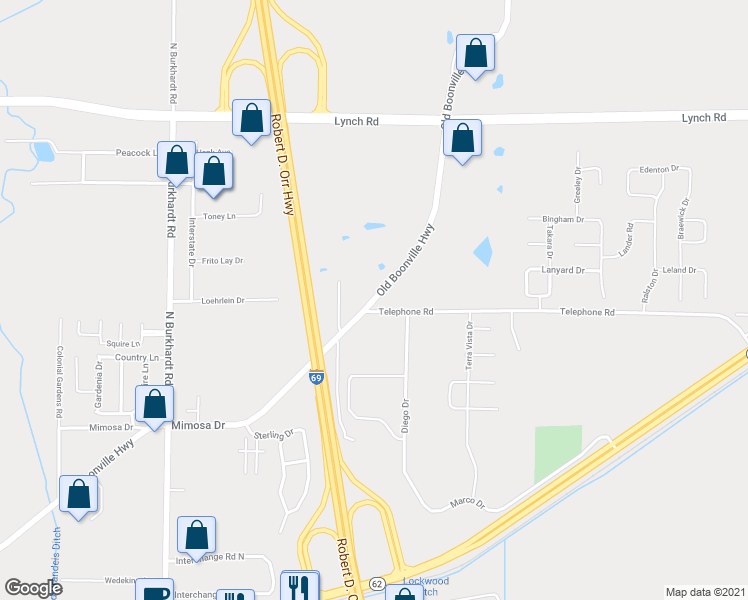 map of restaurants, bars, coffee shops, grocery stores, and more near 7225 Old Boonville Highway in Evansville