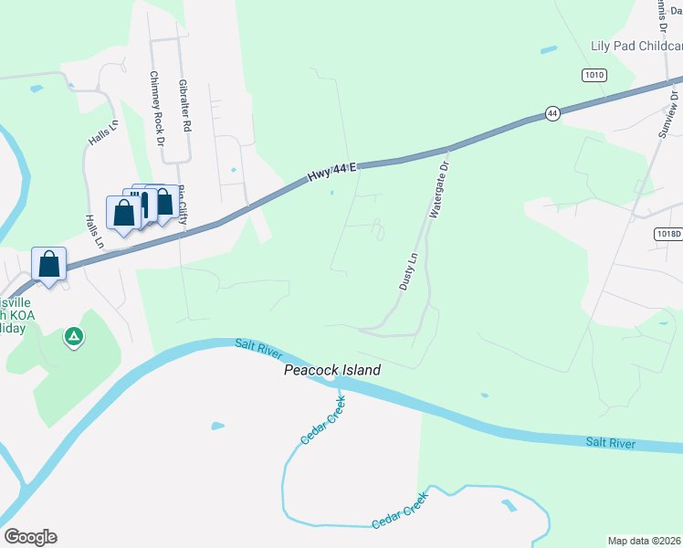 map of restaurants, bars, coffee shops, grocery stores, and more near 420 Hiland Drive in Shepherdsville