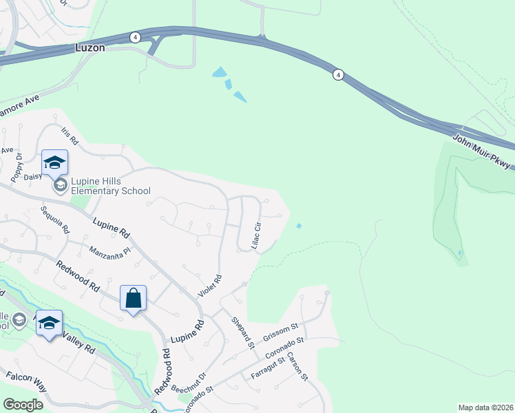 map of restaurants, bars, coffee shops, grocery stores, and more near 166 Lilac Circle in Hercules
