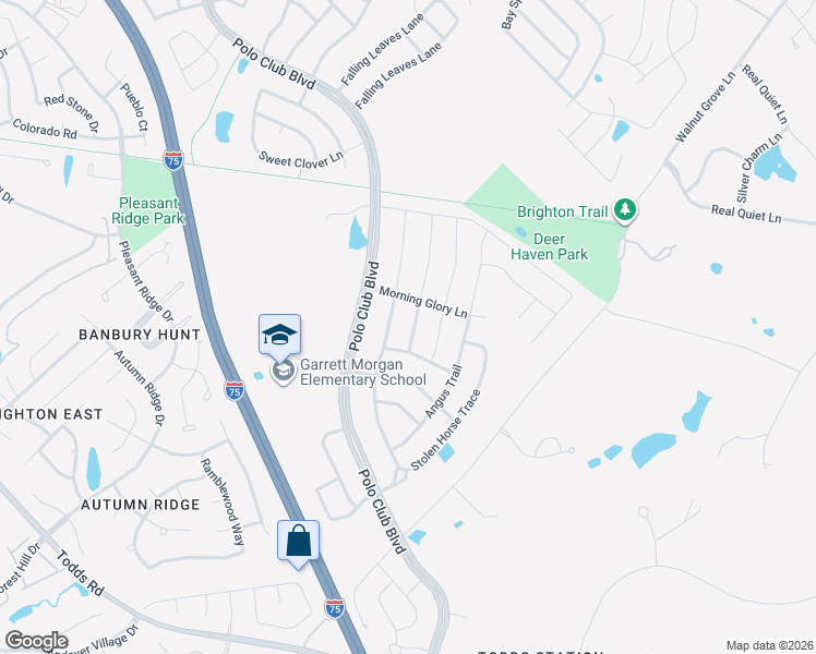 map of restaurants, bars, coffee shops, grocery stores, and more near 3561 Polo Club Boulevard in Lexington