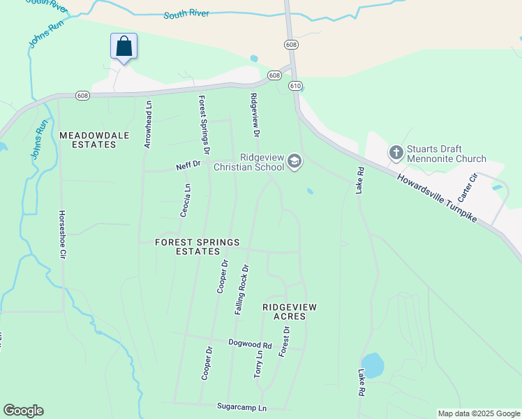 map of restaurants, bars, coffee shops, grocery stores, and more near 50 Falling Rock Drive in Stuarts Draft