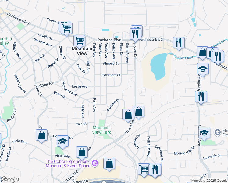map of restaurants, bars, coffee shops, grocery stores, and more near 2901 Merle Avenue in Martinez