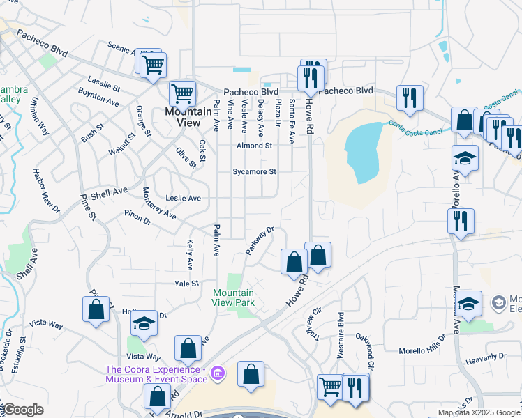 map of restaurants, bars, coffee shops, grocery stores, and more near 2901 Merle Avenue in Martinez