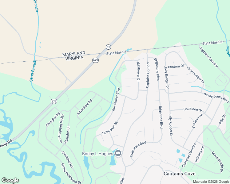 map of restaurants, bars, coffee shops, grocery stores, and more near 1948 Captains Corridor in Greenbackville