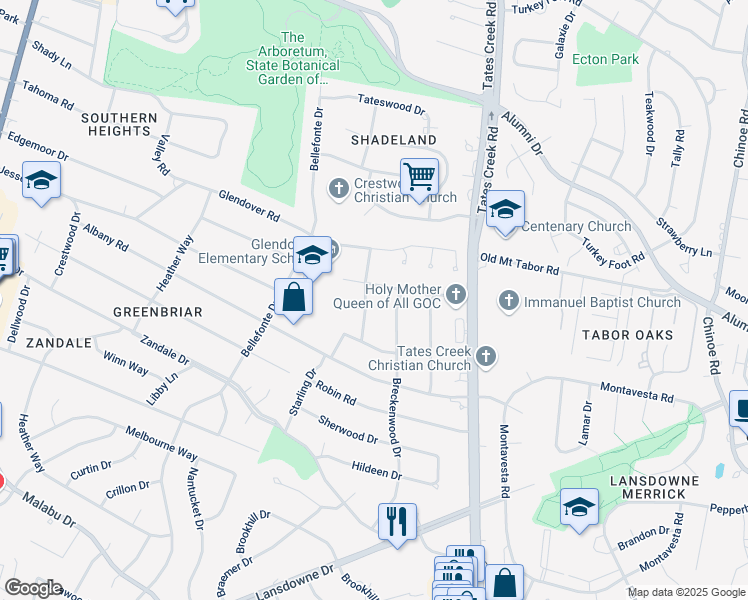 map of restaurants, bars, coffee shops, grocery stores, and more near 790 Rebecca Drive in Lexington