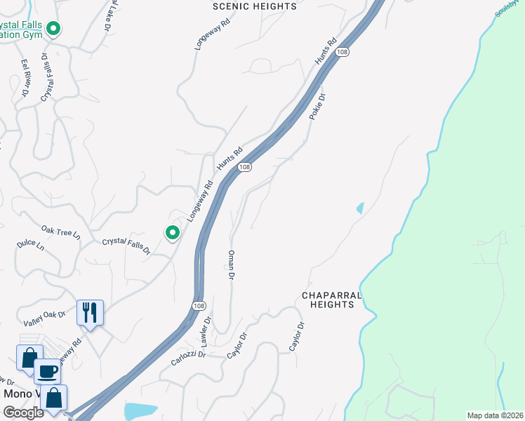 map of restaurants, bars, coffee shops, grocery stores, and more near 21239 Pokie Drive in Soulsbyville