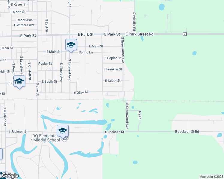 map of restaurants, bars, coffee shops, grocery stores, and more near 938 East Olive Street in Du Quoin