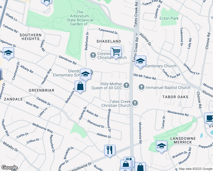 map of restaurants, bars, coffee shops, grocery stores, and more near 790 Rebecca Drive in Lexington