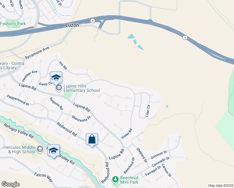 map of restaurants, bars, coffee shops, grocery stores, and more near 178 Goldenrod Drive in Hercules