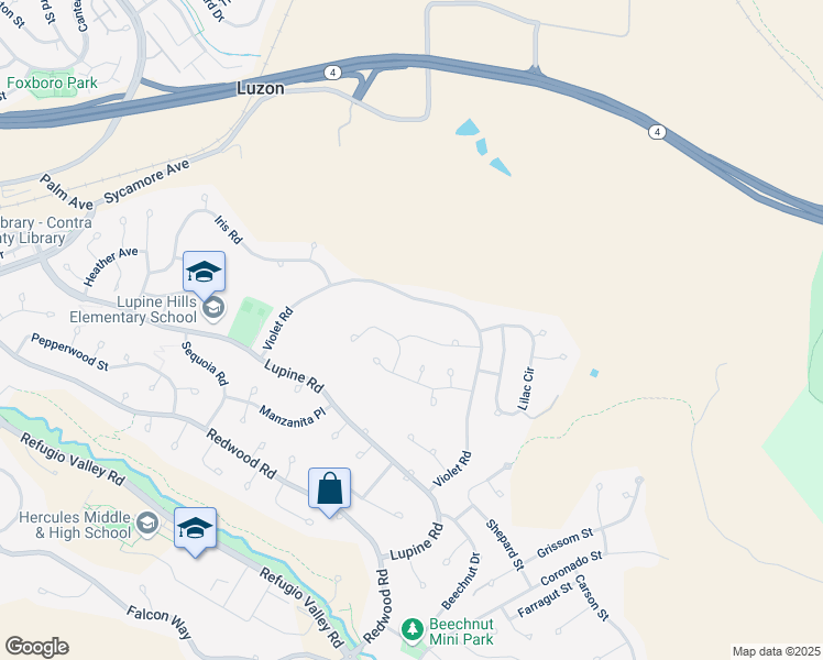 map of restaurants, bars, coffee shops, grocery stores, and more near 178 Goldenrod Drive in Hercules