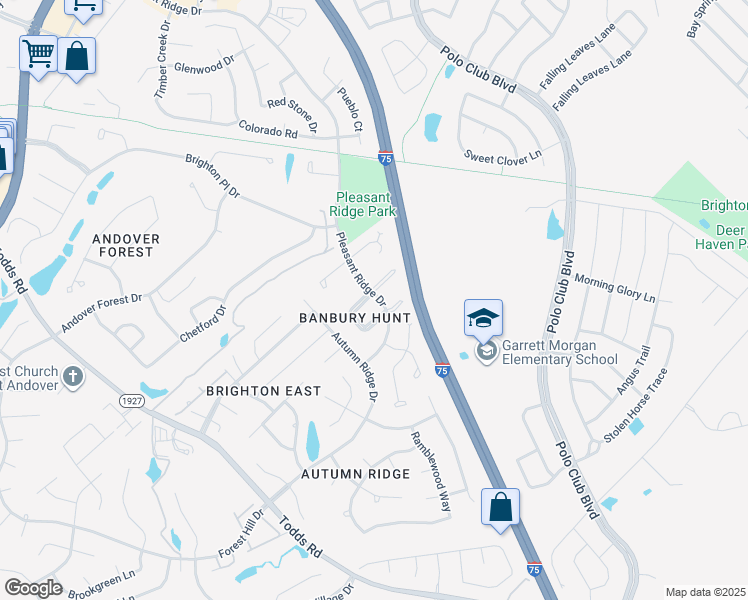 map of restaurants, bars, coffee shops, grocery stores, and more near 3501 Forest Spring Court in Lexington