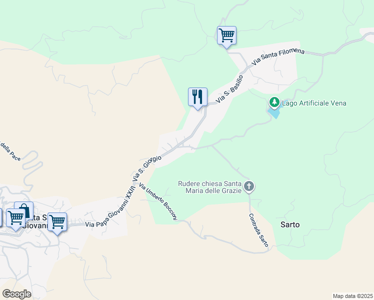 map of restaurants, bars, coffee shops, grocery stores, and more near 6 Contrada Sarto in Città metropolitana di Reggio Calabria