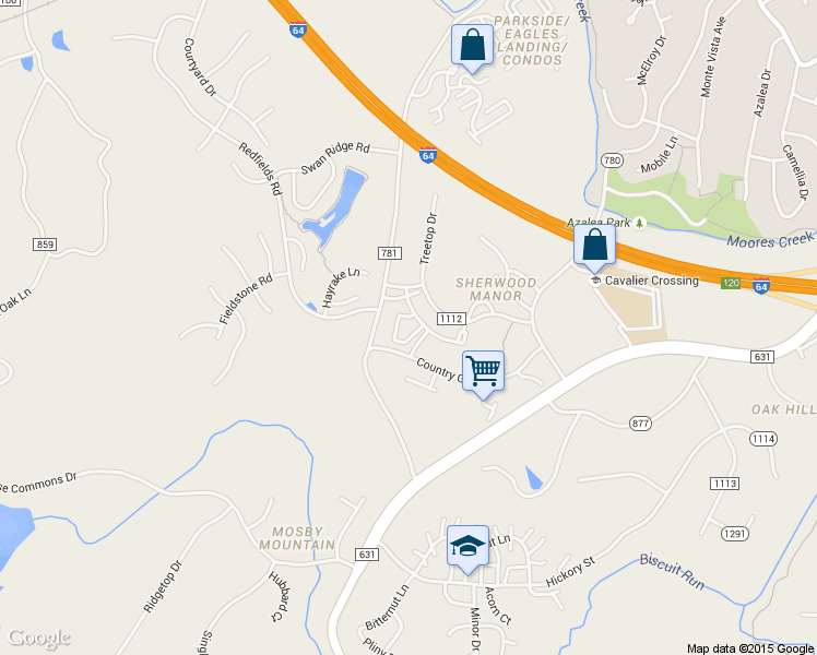 map of restaurants, bars, coffee shops, grocery stores, and more near 1354 Villa Way in Charlottesville