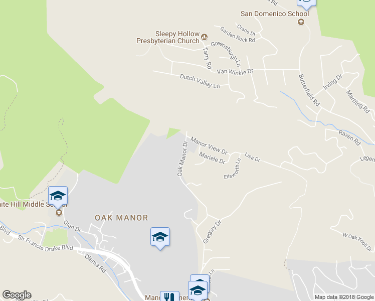 map of restaurants, bars, coffee shops, grocery stores, and more near 612 Oak Manor Drive in Fairfax