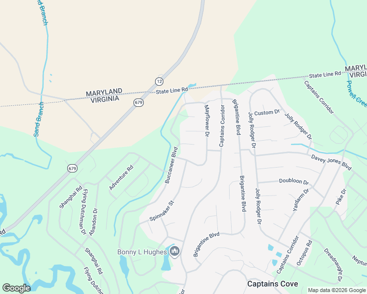 map of restaurants, bars, coffee shops, grocery stores, and more near 2129 Buccaneer Boulevard in Greenbackville