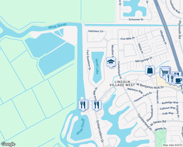 map of restaurants, bars, coffee shops, grocery stores, and more near 4118 Fort Donelson Drive in Stockton
