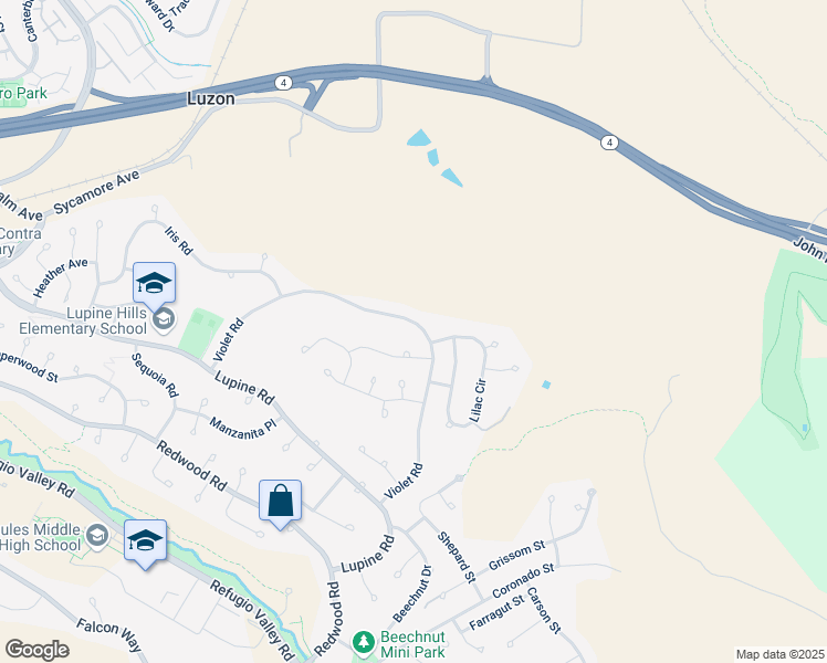 map of restaurants, bars, coffee shops, grocery stores, and more near 130 Goldenrod Drive in Hercules