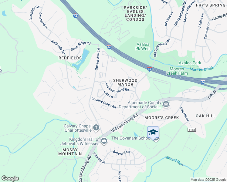 map of restaurants, bars, coffee shops, grocery stores, and more near Co Road 1112 in Charlottesville