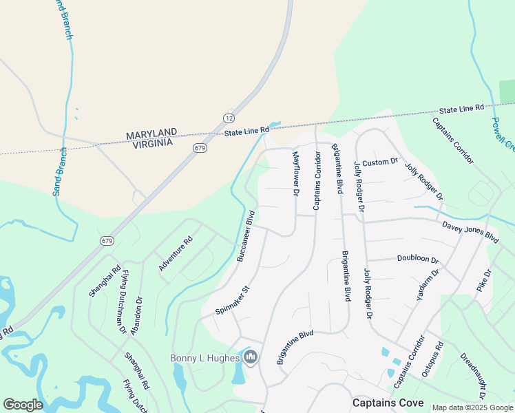 map of restaurants, bars, coffee shops, grocery stores, and more near 2129 Buccaneer Boulevard in Greenbackville