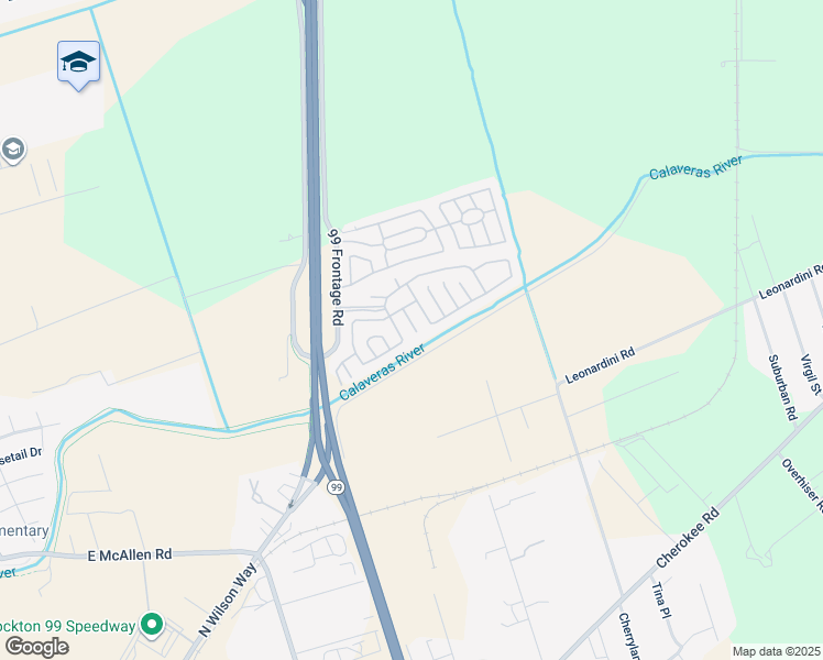 map of restaurants, bars, coffee shops, grocery stores, and more near 4900 North Saint Rt 99 E Fron Road Highway in Stockton