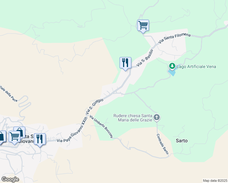 map of restaurants, bars, coffee shops, grocery stores, and more near 6 Contrada Sarto in Città metropolitana di Reggio Calabria