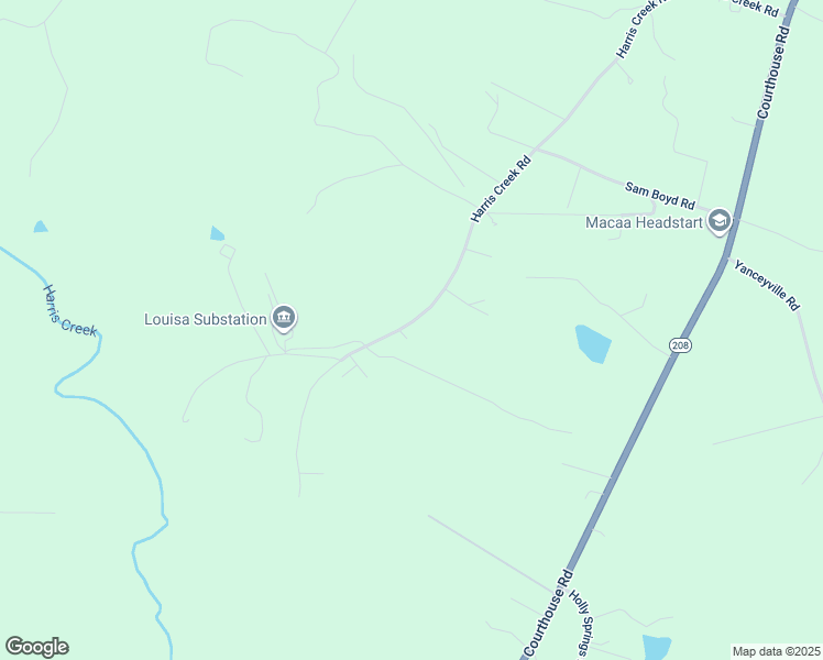 map of restaurants, bars, coffee shops, grocery stores, and more near 1175 Harris Creek Road in Louisa