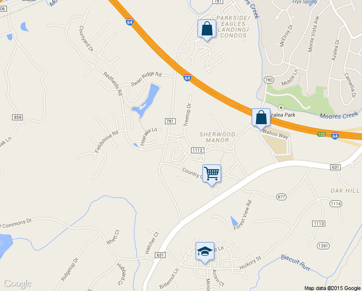map of restaurants, bars, coffee shops, grocery stores, and more near 1354 Villa Way in Charlottesville