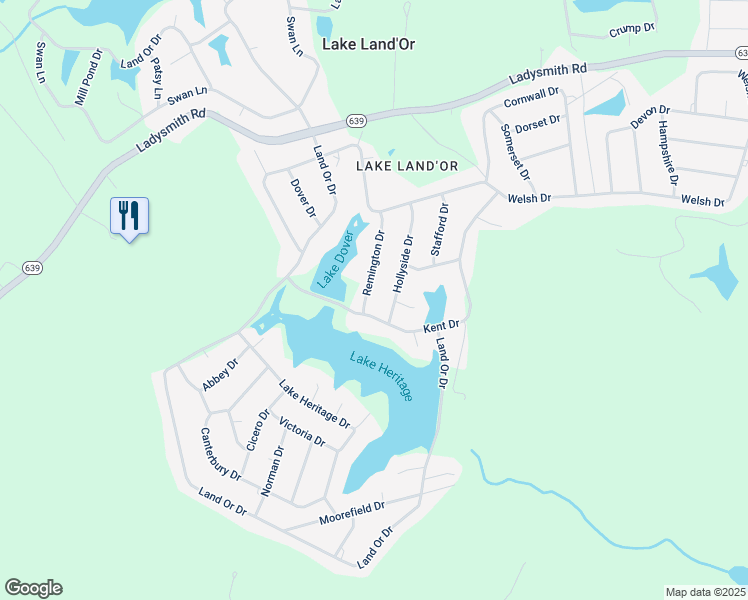 map of restaurants, bars, coffee shops, grocery stores, and more near 204 Remington Drive in Ruther Glen