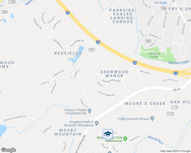 map of restaurants, bars, coffee shops, grocery stores, and more near 1855 Candlewood Court in Charlottesville