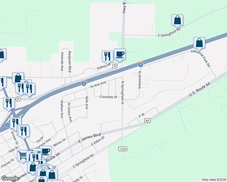 map of restaurants, bars, coffee shops, grocery stores, and more near 641 Saint David Street in Saint James