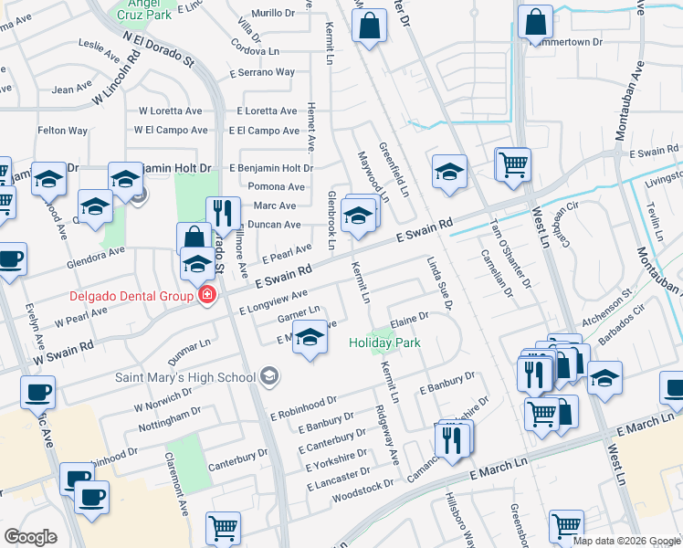 map of restaurants, bars, coffee shops, grocery stores, and more near 527 East Longview Avenue in Lakeview