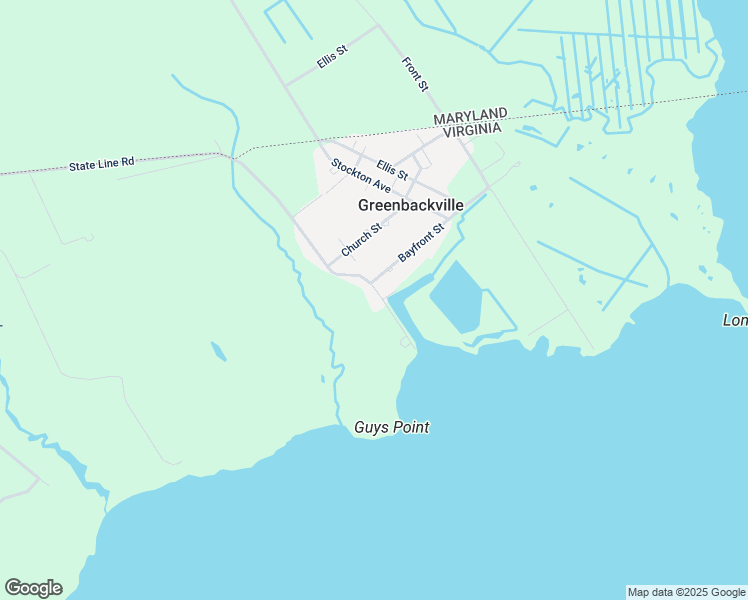 map of restaurants, bars, coffee shops, grocery stores, and more near 2048 Harbor Drive in Greenbackville