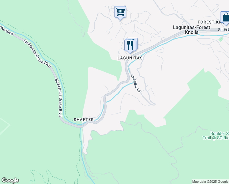 map of restaurants, bars, coffee shops, grocery stores, and more near 7391 Sir Francis Drake Boulevard in Lagunitas