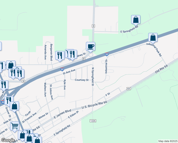 map of restaurants, bars, coffee shops, grocery stores, and more near 641 Saint David Street in Saint James