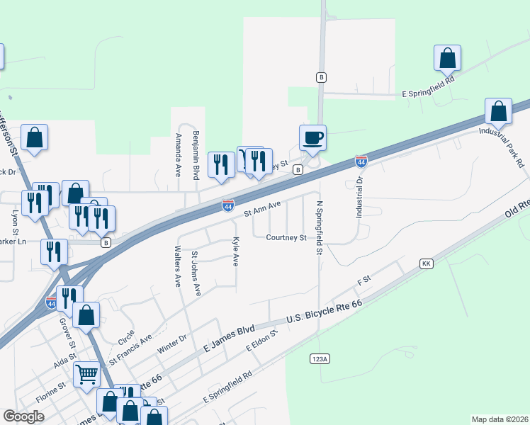 map of restaurants, bars, coffee shops, grocery stores, and more near 640 Saint Dennis Street in Saint James
