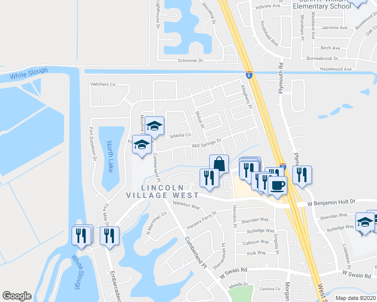 map of restaurants, bars, coffee shops, grocery stores, and more near 6832 Stonewall Court in Stockton