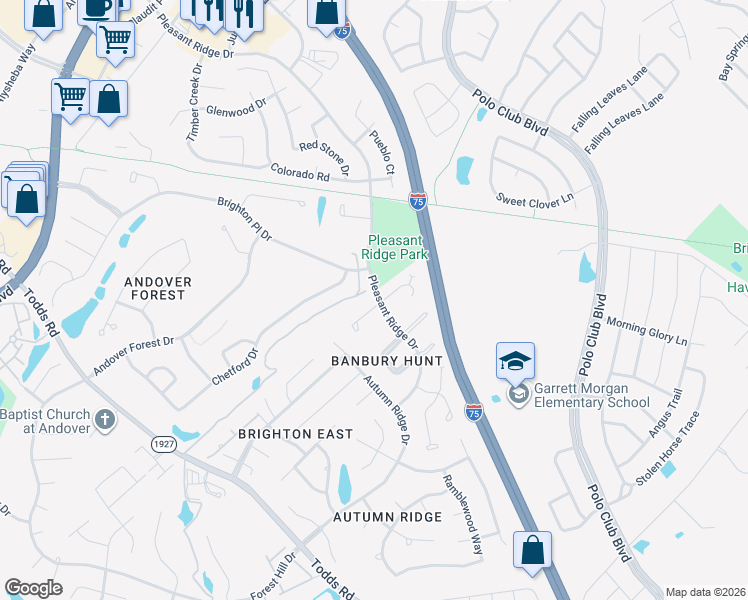 map of restaurants, bars, coffee shops, grocery stores, and more near 1151 Morning Side Drive in Lexington