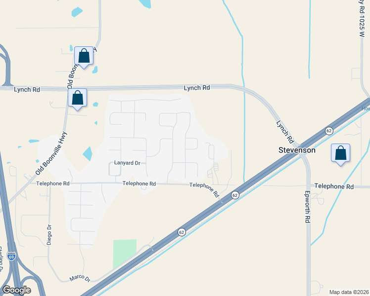 map of restaurants, bars, coffee shops, grocery stores, and more near Braewick Drive in Evansville
