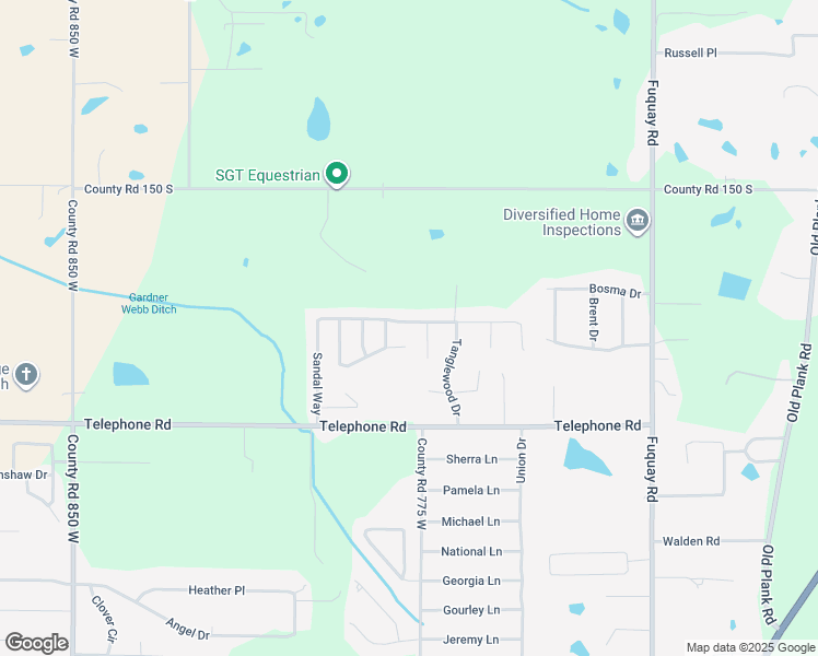 map of restaurants, bars, coffee shops, grocery stores, and more near 7777 Sandalwood Drive in Newburgh