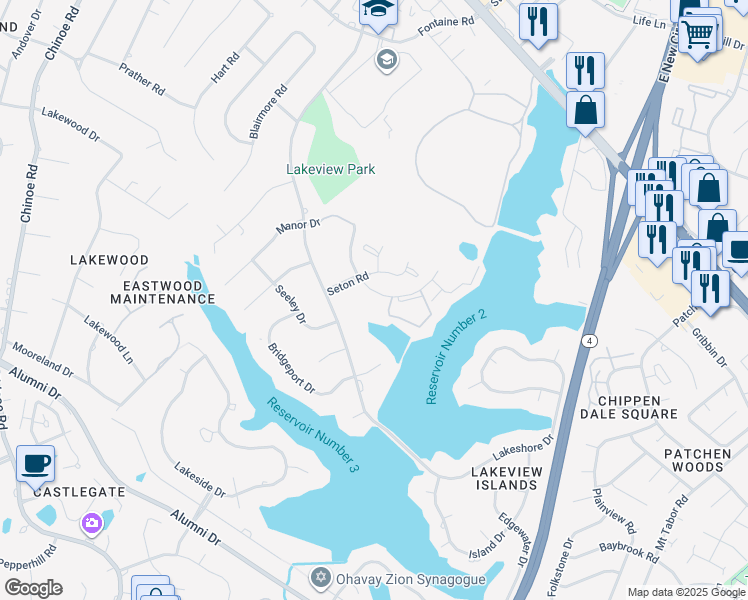 map of restaurants, bars, coffee shops, grocery stores, and more near 515 Laketower Drive in Lexington