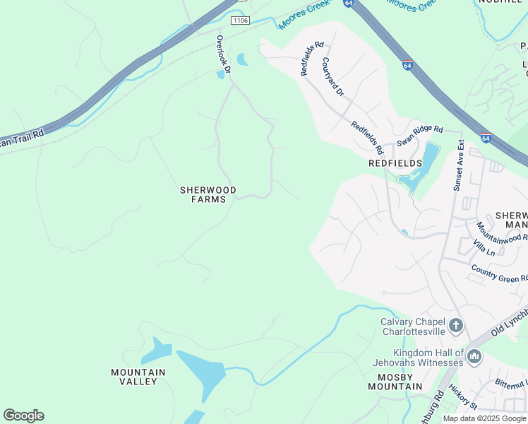 map of restaurants, bars, coffee shops, grocery stores, and more near 1471 Overlook Drive in Charlottesville