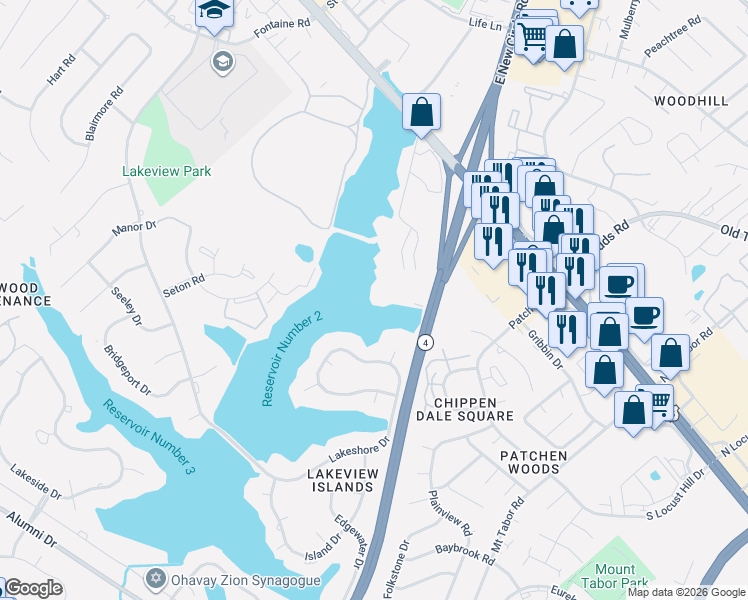 map of restaurants, bars, coffee shops, grocery stores, and more near 2414 Lake Park Road in Lexington