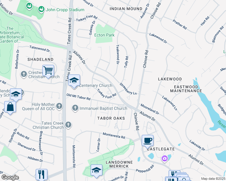 map of restaurants, bars, coffee shops, grocery stores, and more near 1333 Gray Hawk Road in Lexington