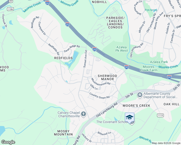 map of restaurants, bars, coffee shops, grocery stores, and more near 1855 Candlewood Court in Charlottesville