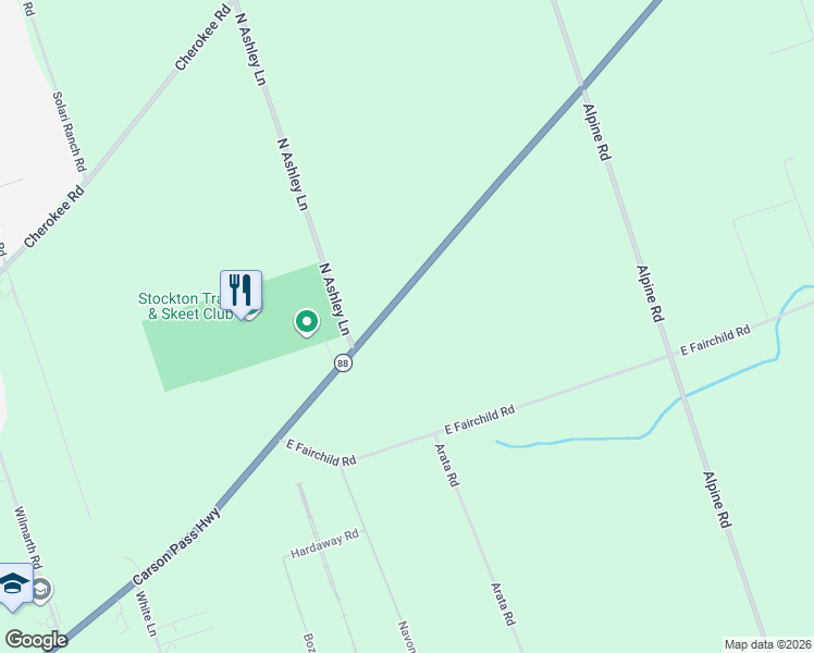 map of restaurants, bars, coffee shops, grocery stores, and more near 7148 Waterloo Road in Stockton