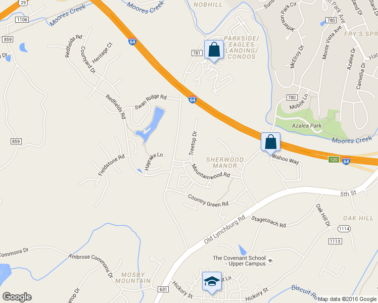 map of restaurants, bars, coffee shops, grocery stores, and more near 1855 Candlewood Court in Charlottesville