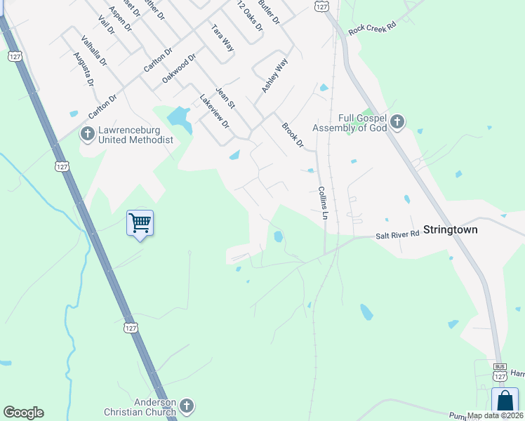 map of restaurants, bars, coffee shops, grocery stores, and more near 120 Roark Court in Lawrenceburg