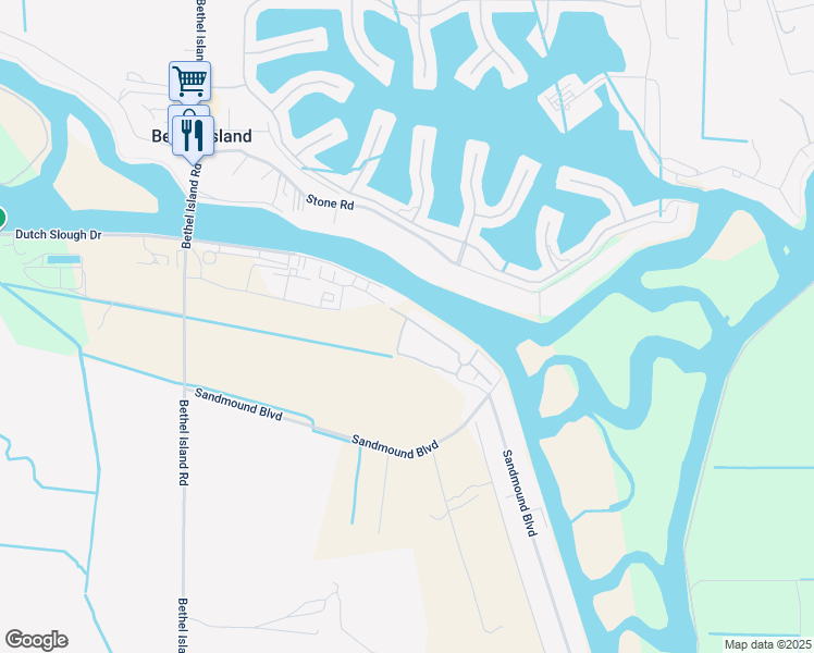 map of restaurants, bars, coffee shops, grocery stores, and more near 3486 Mariner Road in Oakley